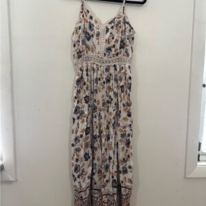 Angie Floral Print Jumpsuit in Cream and Black